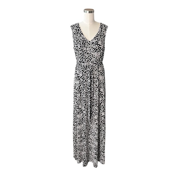 Dkny Dresses & Skirts - DKNY Ditzy Floral Sleeveless Maxi Dress Women's Size 10 Black & White Zipper Tie
